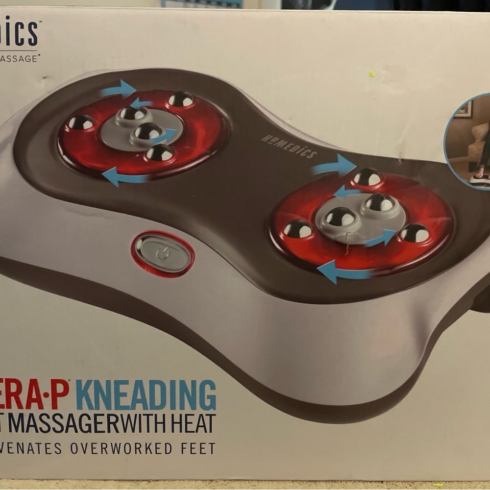 Homedics THERA-P KNEADING Foot Massager with Heat - Red and Silver. (Brand new)